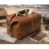 image:imageLeather Toiletry Bag for Men  Full Grain Travel Dopp Kit amp Shaving Bag  Handcrafted Spacious Compartment YKK Zipper TSA CarryOn Waterproof Lining Metal Feets Makeup and Cosmetic OrganizerBrown
