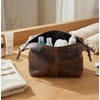 image:imageLeather Toiletry Bag for Men  Full Grain Travel Dopp Kit amp Shaving Bag  Handcrafted Spacious Compartment YKK Zipper TSA CarryOn Waterproof Lining Metal Feets Makeup and Cosmetic OrganizerWalnut Brown