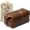 image:imageLeather Toiletry Bag for Men  Full Grain Travel Dopp Kit amp Shaving Bag  Handcrafted Spacious Compartment YKK Zipper TSA CarryOn Waterproof Lining Metal Feets Makeup and Cosmetic OrganizerBrown
