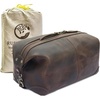 image:imageLeather Toiletry Bag for Men  Full Grain Travel Dopp Kit amp Shaving Bag  Handcrafted Spacious Compartment YKK Zipper TSA CarryOn Waterproof Lining Metal Feets Makeup and Cosmetic OrganizerHunter Brown