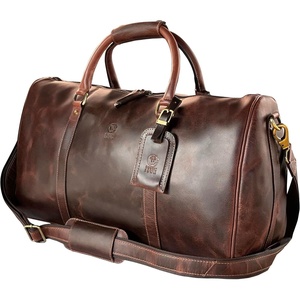 image:imageLeather Duffle Bag for Men  Full Grain Travel Weekender Black 20 Inch  TSA Carry On Overnight Bag 30L YKK Zippers Brass Hardware Removable Strap Fits Overhead Bin Waterresistant liningMulberry