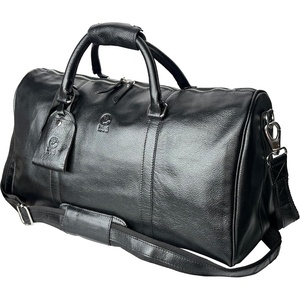 image:imageLeather Duffle Bag for Men  Full Grain Travel Weekender Black 20 Inch  TSA Carry On Overnight Bag 30L YKK Zippers Brass Hardware Removable Strap Fits Overhead Bin Waterresistant liningJet Black