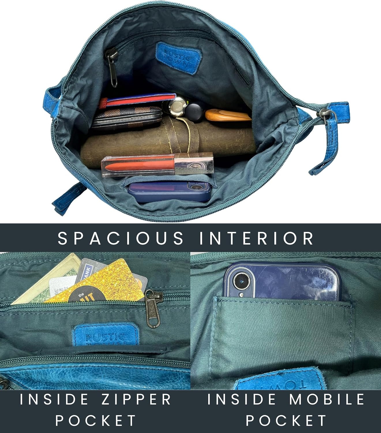 image:imageLeather Crossbody Bag for Women  Valentines Day Gifts for her Travel Shoulder Sling Purse  Vintage Boho Satchel for GirlsBlue