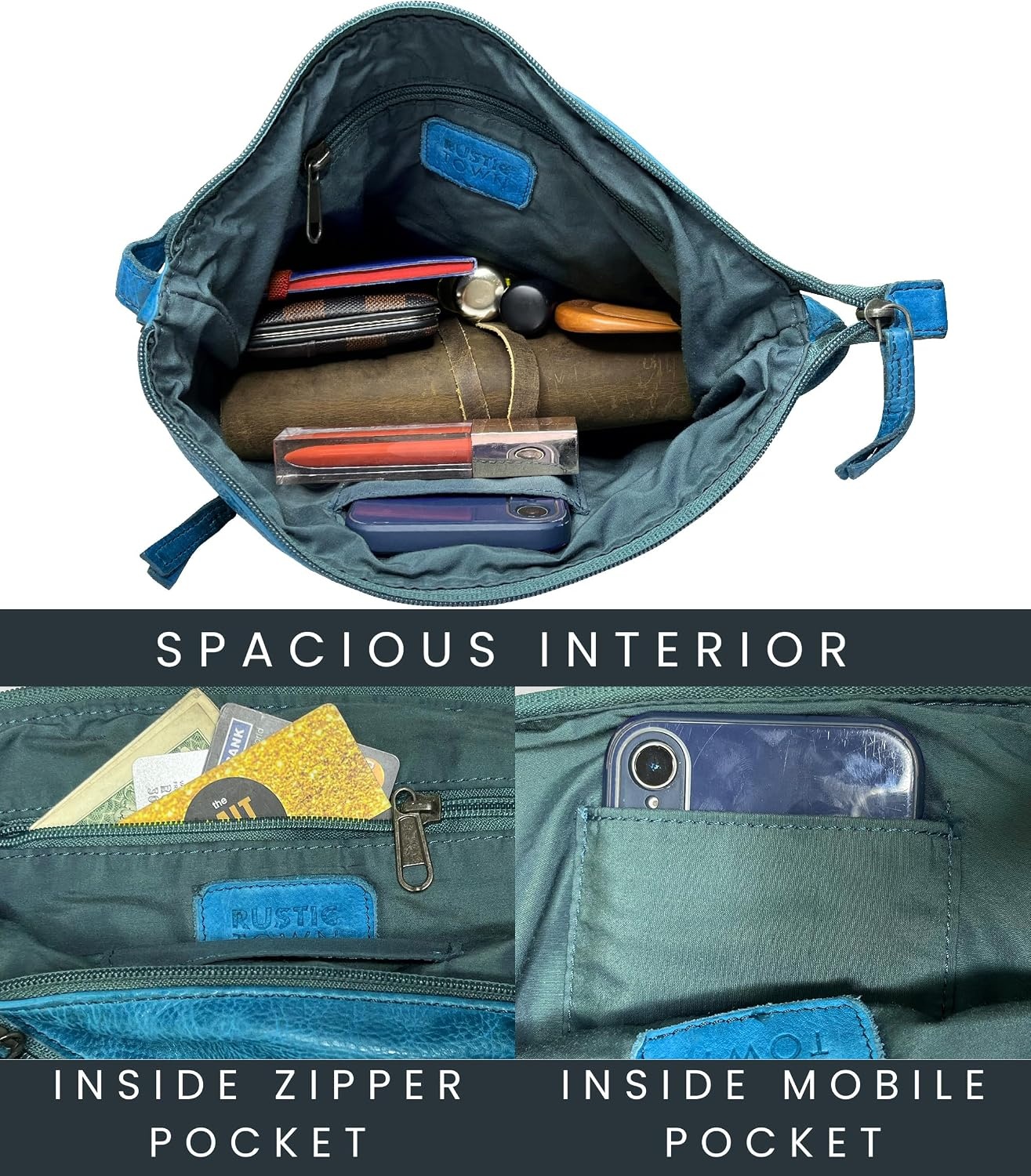 image:imageLeather Crossbody Bag for Women  Valentines Day Gifts for her Travel Shoulder Sling Purse  Vintage Boho Satchel for GirlsBlue