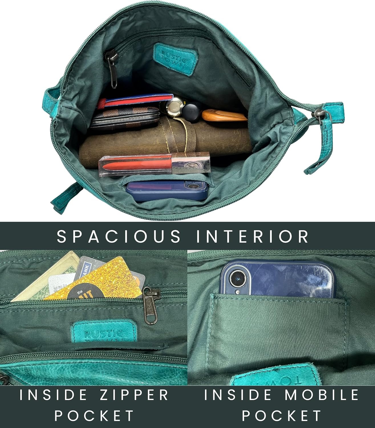 image:imageLeather Crossbody Bag for Women  Valentines Day Gifts for her Travel Shoulder Sling Purse  Vintage Boho Satchel for GirlsGreen