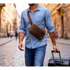 image:imageLeather Fanny Pack for Men amp Women Full Grain Travel Waist Pack Chest Bag  Multiple Pockets hold Phone Keys Wallet amp Cards YKK zippers Adjustable Strap Hip Bum Bag for Hiking Running amp CyclingBrown1