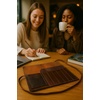 image:imageLeather Pencil Case 6Slot Roll Up Pen Pouch for Artists amp Writers Brown  Holds ID Cards Cash amp Rulers Lightweight Stationery Organizer with Wraparound Strap Closure for Travel Gift for Men Women
