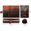 image:imageLeather Pencil Case 6Slot Roll Up Pen Pouch for Artists amp Writers Brown  Holds ID Cards Cash amp Rulers Lightweight Stationery Organizer with Wraparound Strap Closure for Travel Gift for Men Women