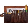 image:imageLeather Pencil Case 6Slot Roll Up Pen Pouch for Artists amp Writers Brown  Holds ID Cards Cash amp Rulers Lightweight Stationery Organizer with Wraparound Strap Closure for Travel Gift for Men Women