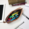 image:imageLeather Pencil Case for Men amp Women Full Grain Pen Pouch with YKK Zipper  Stationery Organizer Lightweight Easy to Carry in Backpacks or Laptop Bags Gift for Teachers Professionals amp Artist Brown