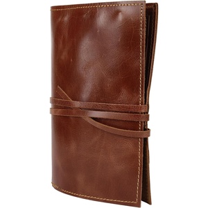 image:imageLeather Pencil Case 6Slot Roll Up Pen Pouch for Artists amp Writers Brown  Holds ID Cards Cash amp Rulers Lightweight Stationery Organizer with Wraparound Strap Closure for Travel Gift for Men Women