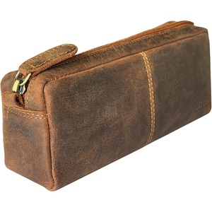 image:imageLeather Pencil Case for Men amp Women Full Grain Pen Pouch with YKK Zipper  Stationery Organizer Lightweight Easy to Carry in Backpacks or Laptop Bags Gift for Teachers Professionals amp Artist Brown