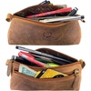 image:imageRustic Town Leather Pencil Case  Full Grain Leather Zippered Pen Pouch  Stationery Bag Pen Holder for Work amp Office  Full Grain Leather 2 Compartments YKK zipper Gift for Artists Grads Writers Vintage Stationary Bag for Work amp OfficeBrown