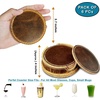 image:imageLeather Coasters for Drinks Set of 6 with Holder Round Dark Brown  Handmade Full Grain Leather Coasters for Coffee Table Kitchen Bar amp Desk Protects Wood Glass amp Marble Housewarming GiftBrown