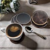 image:imageLeather Coasters for Drinks Set of 6 with Holder Round Dark Brown  Handmade Full Grain Leather Coasters for Coffee Table Kitchen Bar amp Desk Protects Wood Glass amp Marble Housewarming GiftDark Brown
