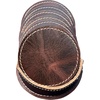 image:imageLeather Coasters for Drinks Set of 6 with Holder Round Dark Brown  Handmade Full Grain Leather Coasters for Coffee Table Kitchen Bar amp Desk Protects Wood Glass amp Marble Housewarming GiftDark Brown