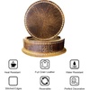 image:imageLeather Coasters for Drinks Set of 6 with Holder Round Dark Brown  Handmade Full Grain Leather Coasters for Coffee Table Kitchen Bar amp Desk Protects Wood Glass amp Marble Housewarming GiftBrown