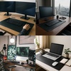 image:imageLeather Desk Mat Set 32x16  Full Grain Large Computer Gaming Mouse Pad  NonSlip Table Cover Blotter Protector Smooth Control Stitched Edges Desktop Laptop Accessory with Valet Tray amp CoasterBlack