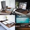 image:imageLeather Desk Mat Set 32x16  Full Grain Large Computer Gaming Mouse Pad  NonSlip Table Cover Blotter Protector Smooth Control Stitched Edges Desktop Laptop Accessory with Valet Tray amp CoasterBrown