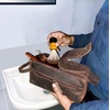 image:imageRustic Town Leather Wash Bag for Men  Travel Toiletry Bag  Shaving Dopp Kit Toiletries Organizer  Leather Makeup Bag for Women  Main Compartment Interior amp Exterior Zip Pockets YKK Zippers Waterproof Lining TSA CarryOn Gifts for Him BrownDark Brown