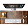 image:imageLeather Desk Mat Set 32x16  Full Grain Large Computer Gaming Mouse Pad  NonSlip Table Cover Blotter Protector Smooth Control Stitched Edges Desktop Laptop Accessory with Valet Tray amp CoasterBrown